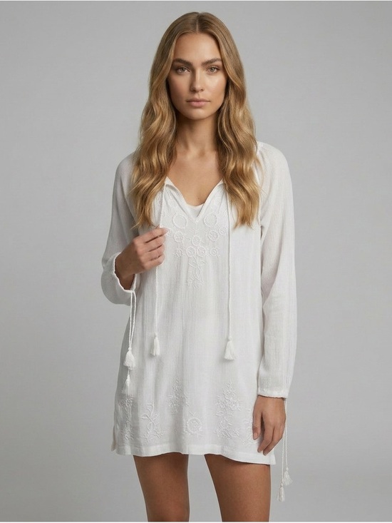 Other - French Connection Women's White Embroidered Swim Cover-Up Tunic NwT XS/S